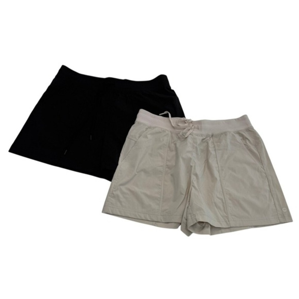 Lot of 2 Avia Size 8 - 10‎ Athletic Shorts Black Beige Ribbed Elastic Waist